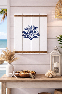Quadro Decorativo Coral em Madeira Decoração Náutica Praia