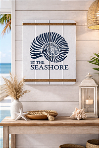 Quadro Decorativo Concha Seashore em Madeira Decoração Náutica Praia