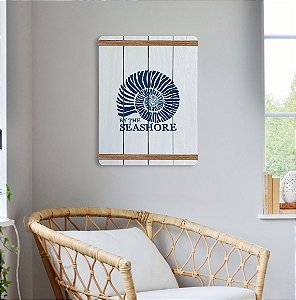 Quadro Decorativo Concha Seashore em Madeira Decoração Náutica Praia