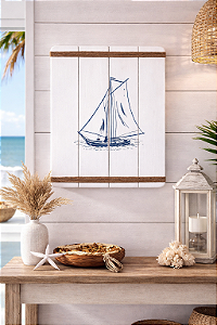 Quadro Decorativo Veleiro em Madeira Decoração Náutica Praia