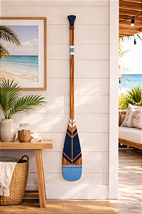 Remo Decorativo Azul Claro, Azul Marinho e Branco 130cm em Madeira
