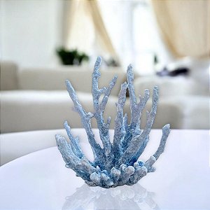 Enfeite Coral Azul em Resina 16,5x15,5x8