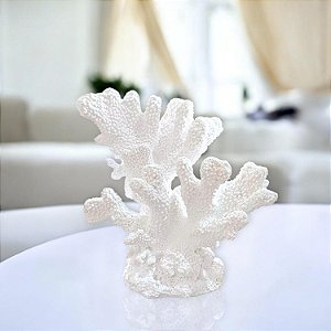 Enfeite Coral Branco em Resina 22,5x23x15