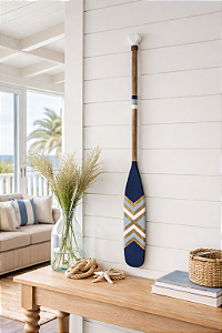 Remo Decorativo X Azul Claro, Branco e Azul Marinho 100 cm em Madeira