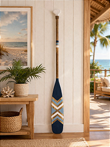 Remo Decorativo X Azul Claro, Branco e Azul Marinho 130cm em Madeira