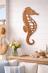 Enfeite Cavalo Marinho Náutico Marrom 70x31x2