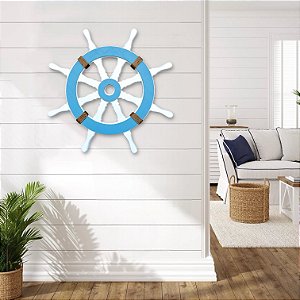 Enfeite Timão Branco e Azul Claro 58 cm em Madeira