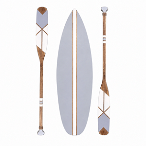 Kit Prancha + 2 Remos 100 cm Cinza Decoração Náutica Praia