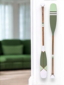 Kit 2 Remos Decorativos Ponta Branca e Verde 130 cm Decoração Náutica Praia