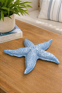 Enfeite Estrela do Mar Azul Claro em Cerâmica 28x29x4
