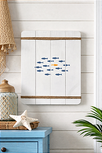 Quadro Decorativo Peixe Dourado em Madeira Decoração Náutica Praia