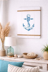Quadro Decorativo Âncora em Madeira Decoração Náutica Praia