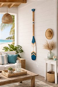 Remo Decorativo Azul Marinho e Branco 130 cm em Madeira