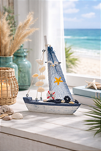 Veleiro Decorativo em Madeira Modelo Sortido 22x10x5 cm