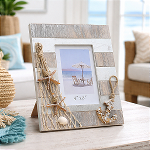 Porta Retrato Náutico Rústico em Madeira 24x19x2