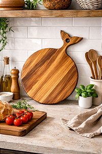 Tábua Redonda Baleia em Madeira Teca