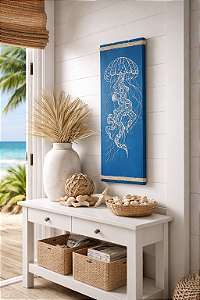 Quadro Azul Água Viva Decoração Náutica Praia 70x24x2 cm