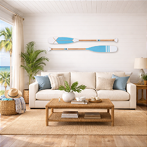 Kit 2 Remos Decorativos Ponta Branca 130 cm Decoração Náutica Praia