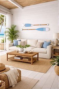 Kit 2 Remos Decorativos Ponta Branca 100 cm Decoração Náutica Praia