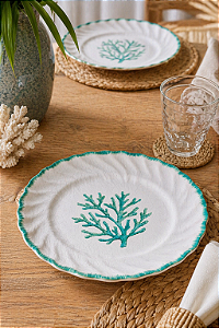 Prato Náutico Branco e Verde em Melamina 2x21,5 cm