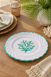 Prato Náutico Branco e Verde em Melamina 2x28 cm