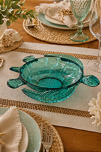Tigela Náutica Tartaruga Azul em Acrílico 6x28x23 cm