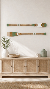 Kit 2 Remos Decorativos Verdes 100 cm Decoração Náutica Praia