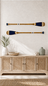 Kit 2 Remos Azul Marinho Listrados 100 cm Decoração Náutica Praia