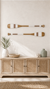 Kit 2 Remos Brancos Linhas 100 cm Decoração Náutica Praia