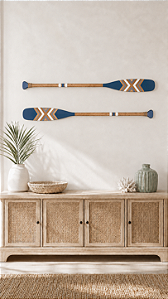 Kit 2 Remos Azul Marinho com Cinza 100 cm Decoração Náutica Praia
