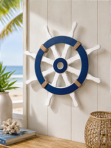Enfeite Timão Branco e Azul 30 cm Decoração Náutica de Parede