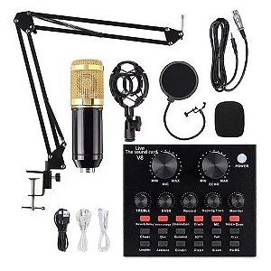 Microfone Condensador Profissional P/ Studio Stream Podcast