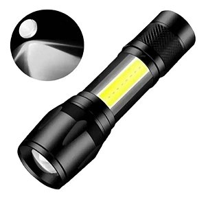 Mini Lanterna 3 Em 1 Recarregável Foco Zoom Aprova D' Agua