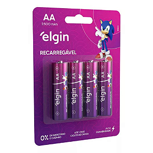 Pilha Recarregável Elgin 1,2v Aa 2500 Mah Blister C/4