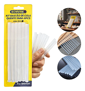 Blister C/ 6 Bastão Refil De Cola Quente Fino Refil 11mm