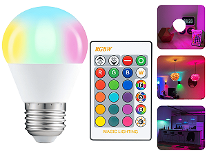 Lâmpada Led 16 Cores Rgb + Controle 24 Funções 3w E27 Spot