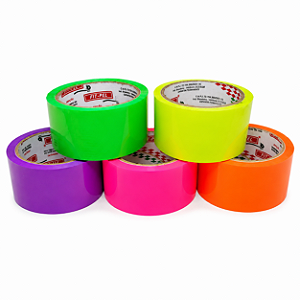 Kit 5 Fitas Adesivas Neon Coloridas Fluorescentes 48mm x 50m