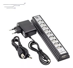 Carregador Adaptador 10 Portas Hub Extensor Ampliador Usb