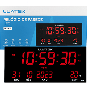 Relógio De Parede Digital Led Data Alarme Temperatura Dia