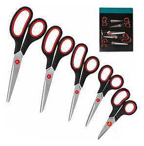 Kit 5 Tesoura Lamina De Aço Inoxidável Resistente Universal