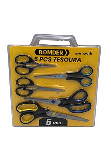 Kit 5 Tesoura Lamina De Aço Inoxidável Resistente Universal