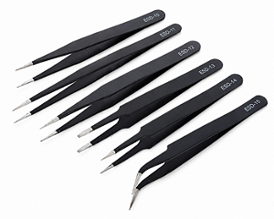 Kit 6 Pinças Antiestáticas De Precisão Para Manutenções