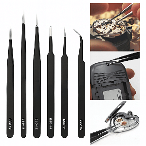 Kit 6 Pinças Antiestáticas De Precisão Para Manutenções