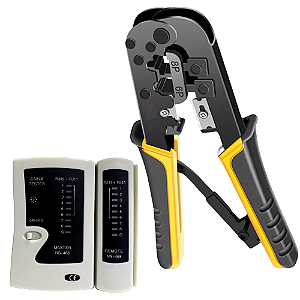 Alicate De Crimpar Rj45 Cabo De Rede Descascador + Testador