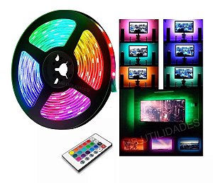 Fita Led 5v Com Entrada Usb 5050 Rgb 3 Metros Com Silicone