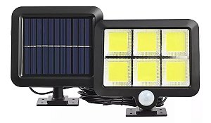 Luminária Solar Led Parede Sensor Presença Painel Separado