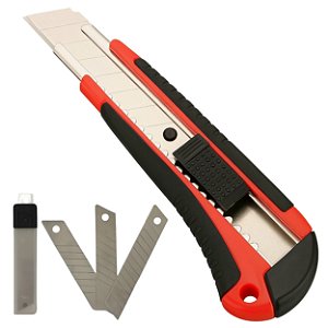 Kit Estilete Metal Retratil Profissional Com 4 Lâminas