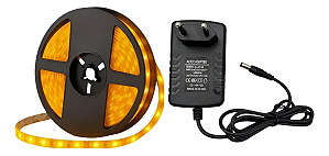 Fita Led 5050 C/ Silicone Ambar Com Fonte 12v 3a 5 Metros
