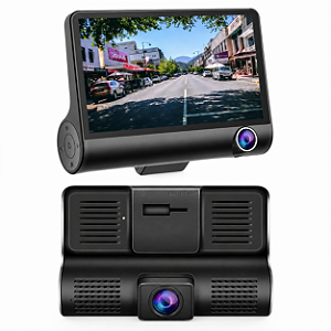Câmera Veicular Gravação De Segurança Full Hd 1080p 3 Lentes