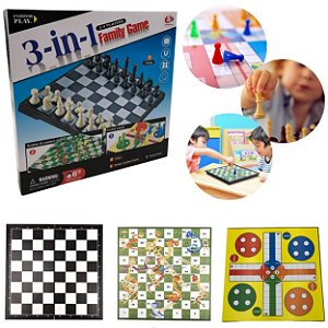 Tabuleiro Articulado 3 Em 1 Xadrez Ludo Cobras E Escadas